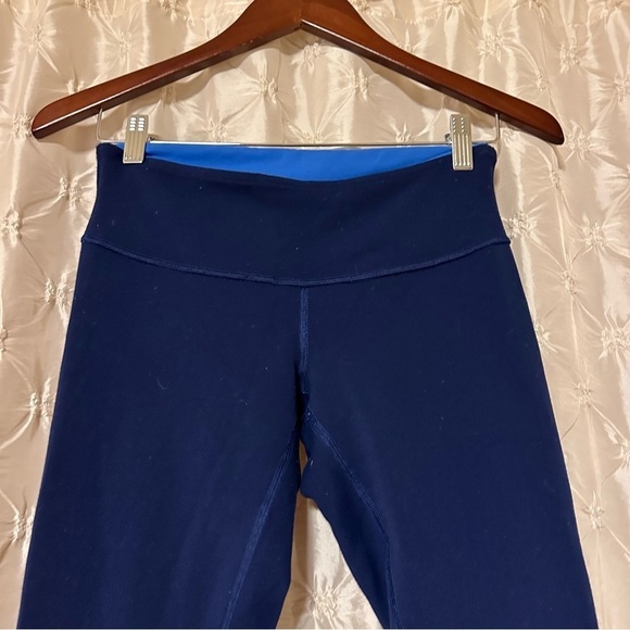 Lululemon Wunder Under Crop Leggings Reversible Blue - Picture 3 of 15